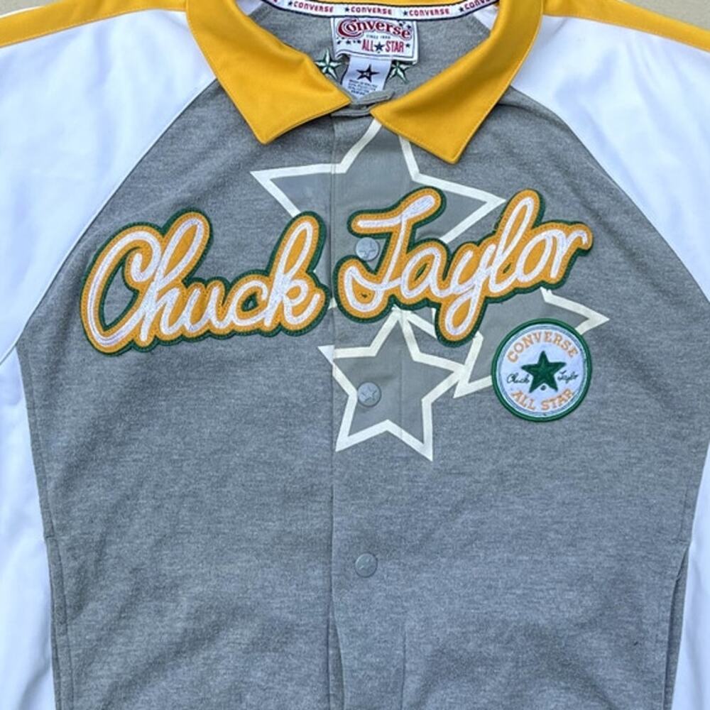Chuck Taylor Converse Snap Button Down Gray Yello… - image 3